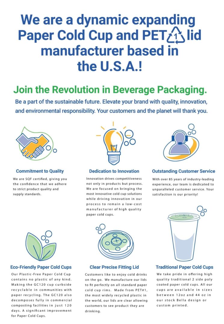 A poster with the following information about beverage packaging.